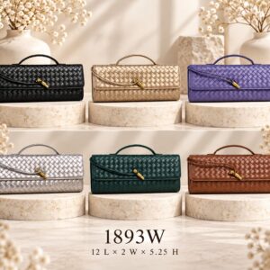 1893W - Woven Texture Long Clutch & Crossbody Bag