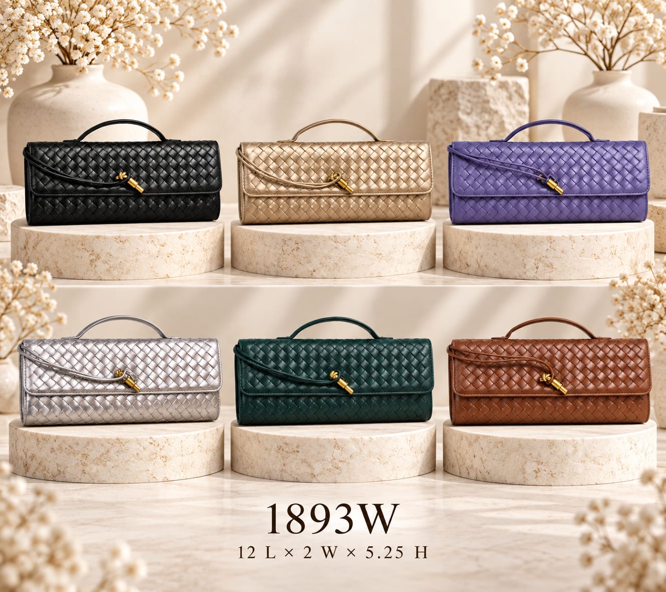1893W - Woven Texture Long Clutch & Crossbody Bag