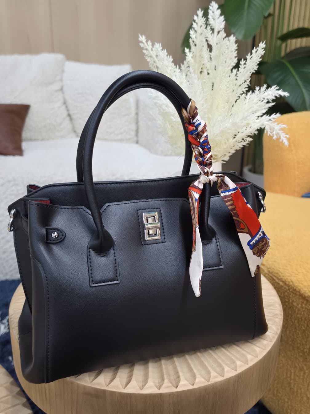 22009 - Turn-Lock Structured Satchel Handbag - Image 5