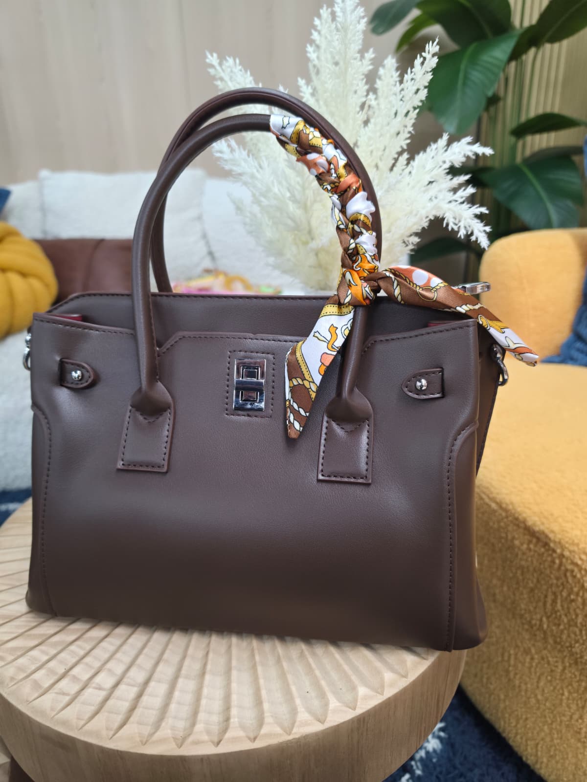 22009 - Turn-Lock Structured Satchel Handbag - Image 2