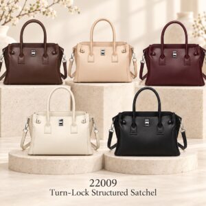 22009 - Turn-Lock Structured Satchel Handbag