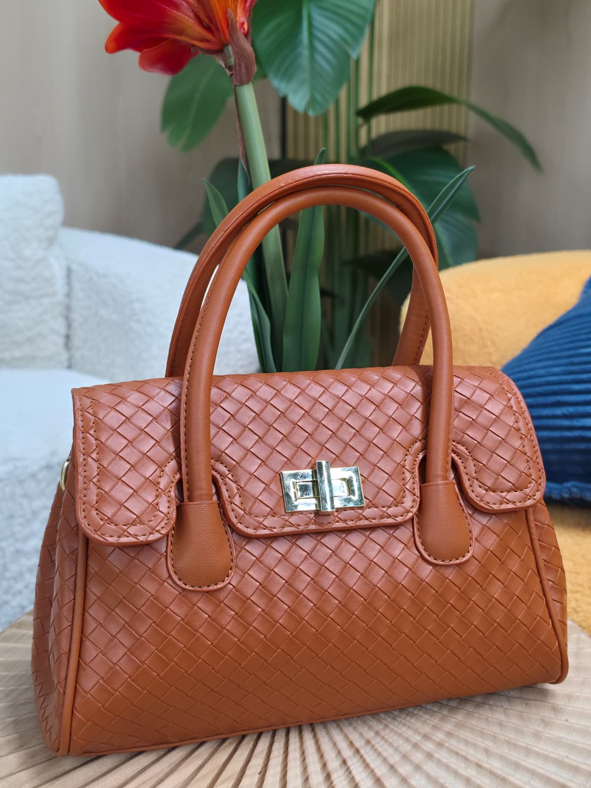 8031 - Flap Over Woven Texture Satchel - Image 3