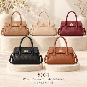 8031 - Flap Over Woven Texture Satchel