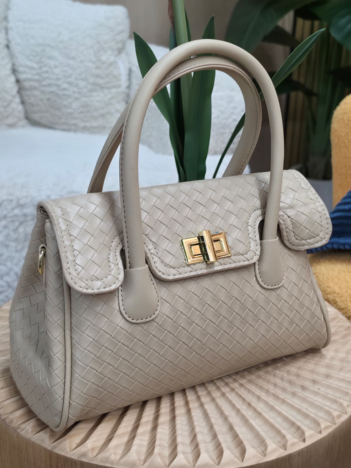 8031 - Flap Over Woven Texture Satchel - Image 7