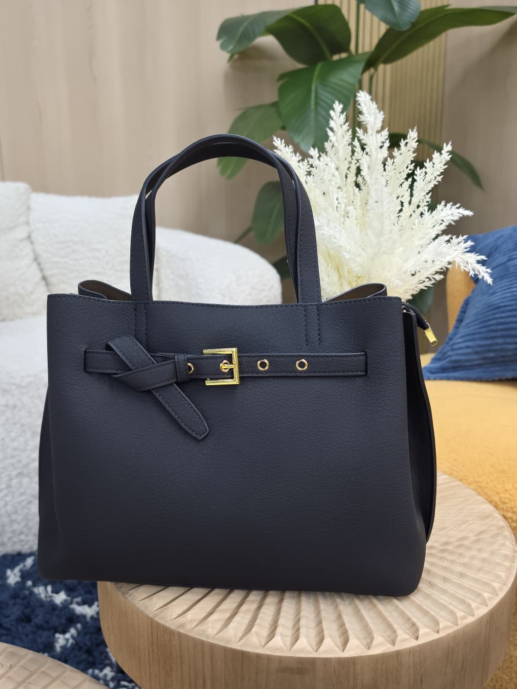 9608 - Classic Belted Satchel Handbag - Image 3