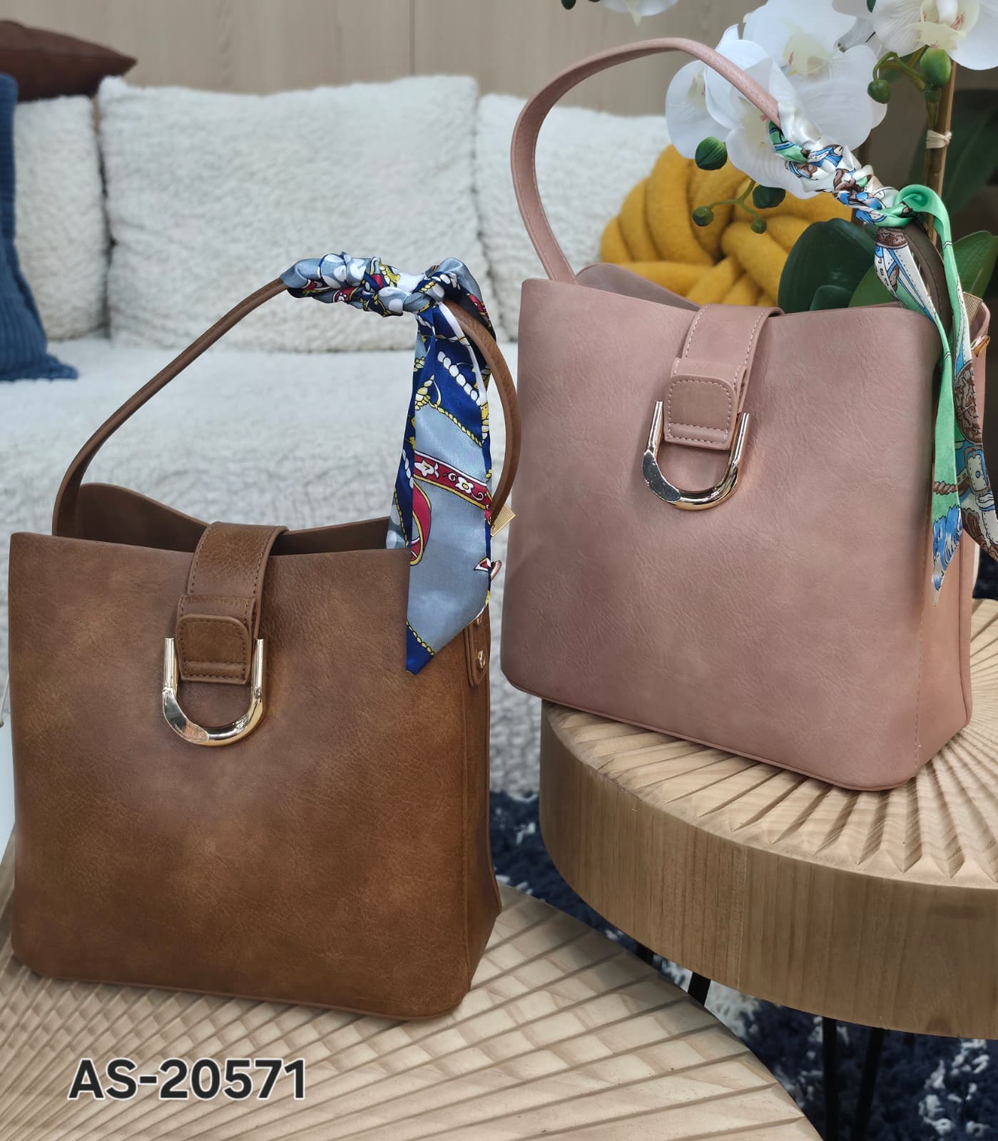 AS-20571 - Buckle Flap-Over Bucket Shoulder Bag