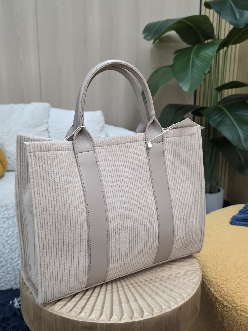 TT-0132 - Corduroy Texture Large Tote and Wallet Set - Image 4