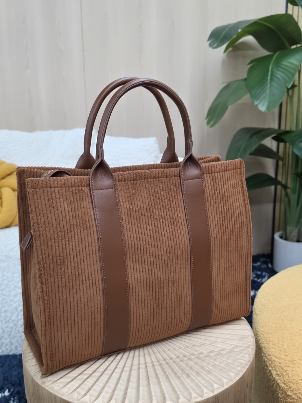 TT-0132 - Corduroy Texture Large Tote and Wallet Set - Image 6