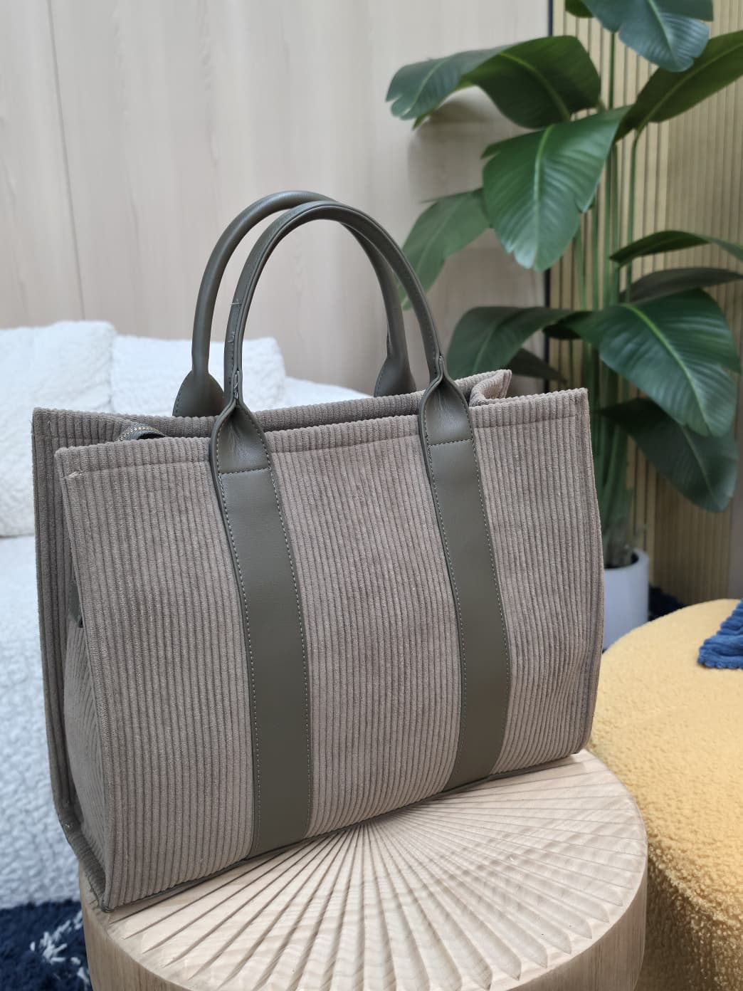 TT-0132 - Corduroy Texture Large Tote and Wallet Set - Image 5