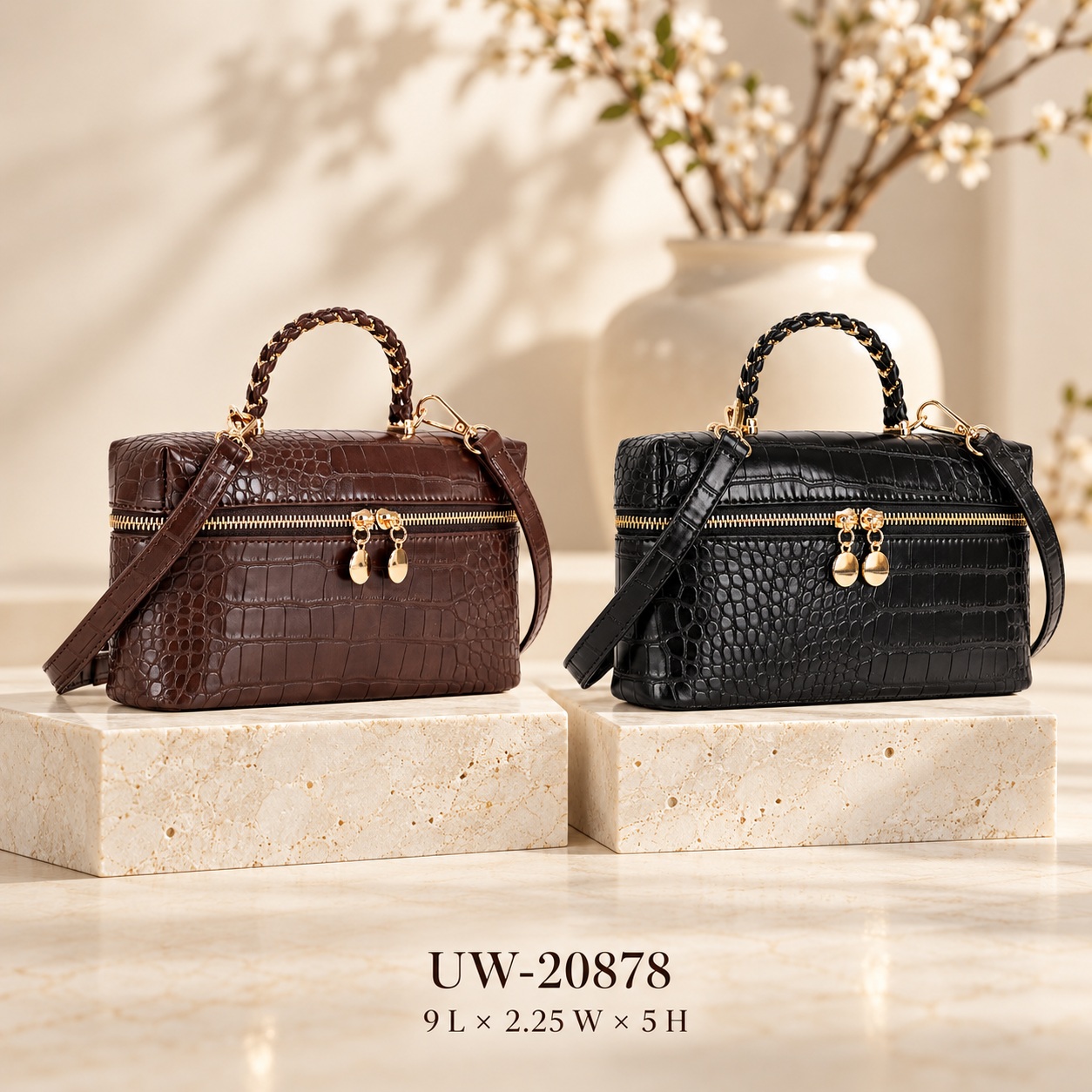 UW-20878 - Croc Print Mini Satchel & Crossbody Bag