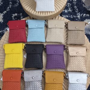 WU-115 - Woven Flap-Over Crossbody Phone Bag